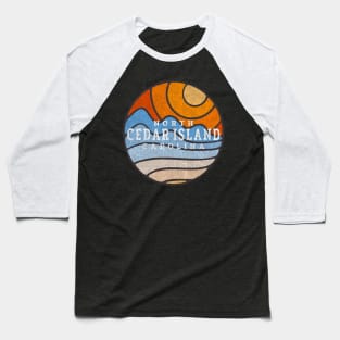 Cedar Island, NC Summertime Vacationing Stained Glass Sunrise Baseball T-Shirt